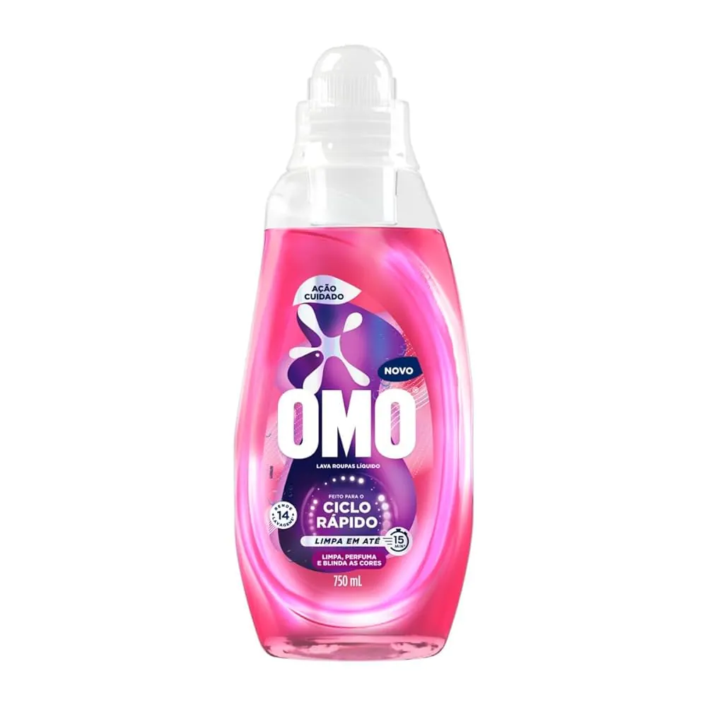 Lava Roupa Liq Omo Ciclo Rapido Acao Cuidado 750ml