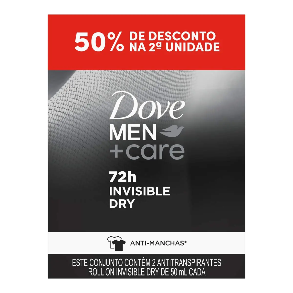 Desodorante Roll On Antitranspirante Invisible Dove 50ml 2 Unidades