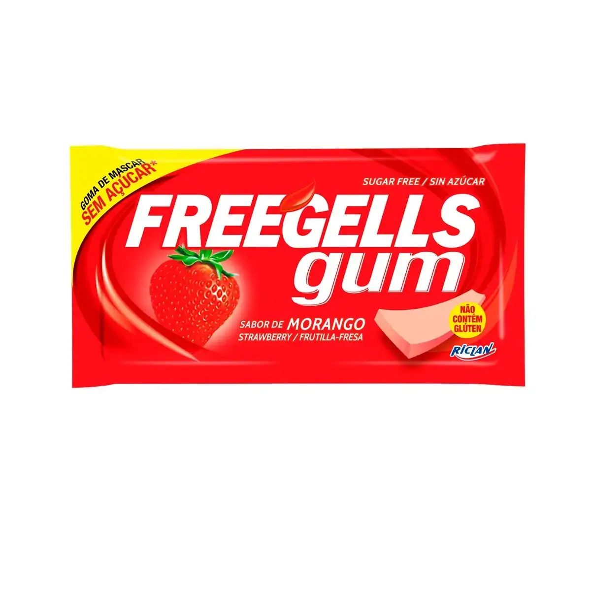Chicletes Freegells Gum Morango Unidade