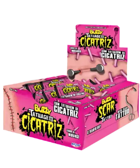 Chicle Buzzy Cicatriz 100un Morango