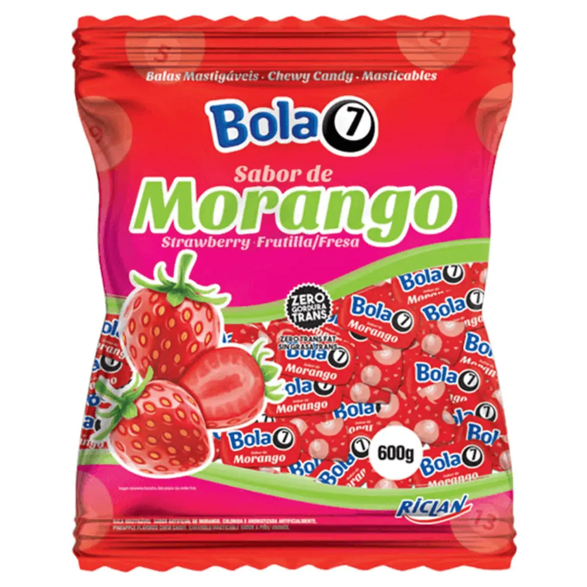 Bala Bola 7 Morango 600g Riclan