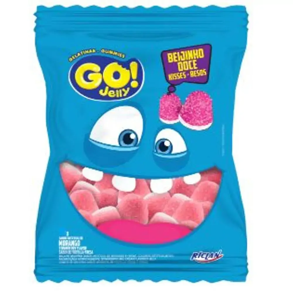 Bala Gelatina Go Jelly Beijinho Doce Morango 100g