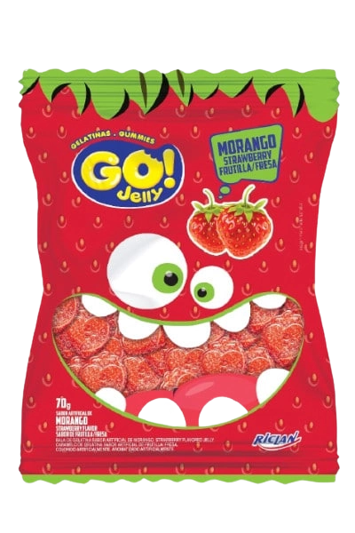 Bala Gelatina Go Jelly Morangos 70g