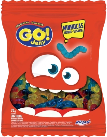 Bala Gelatina Go Jelly Minhocas 70g