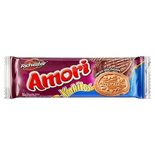 Biscoito Com Coco Cobertura Chocolate Richester Amori Krokitos Pacote 80g