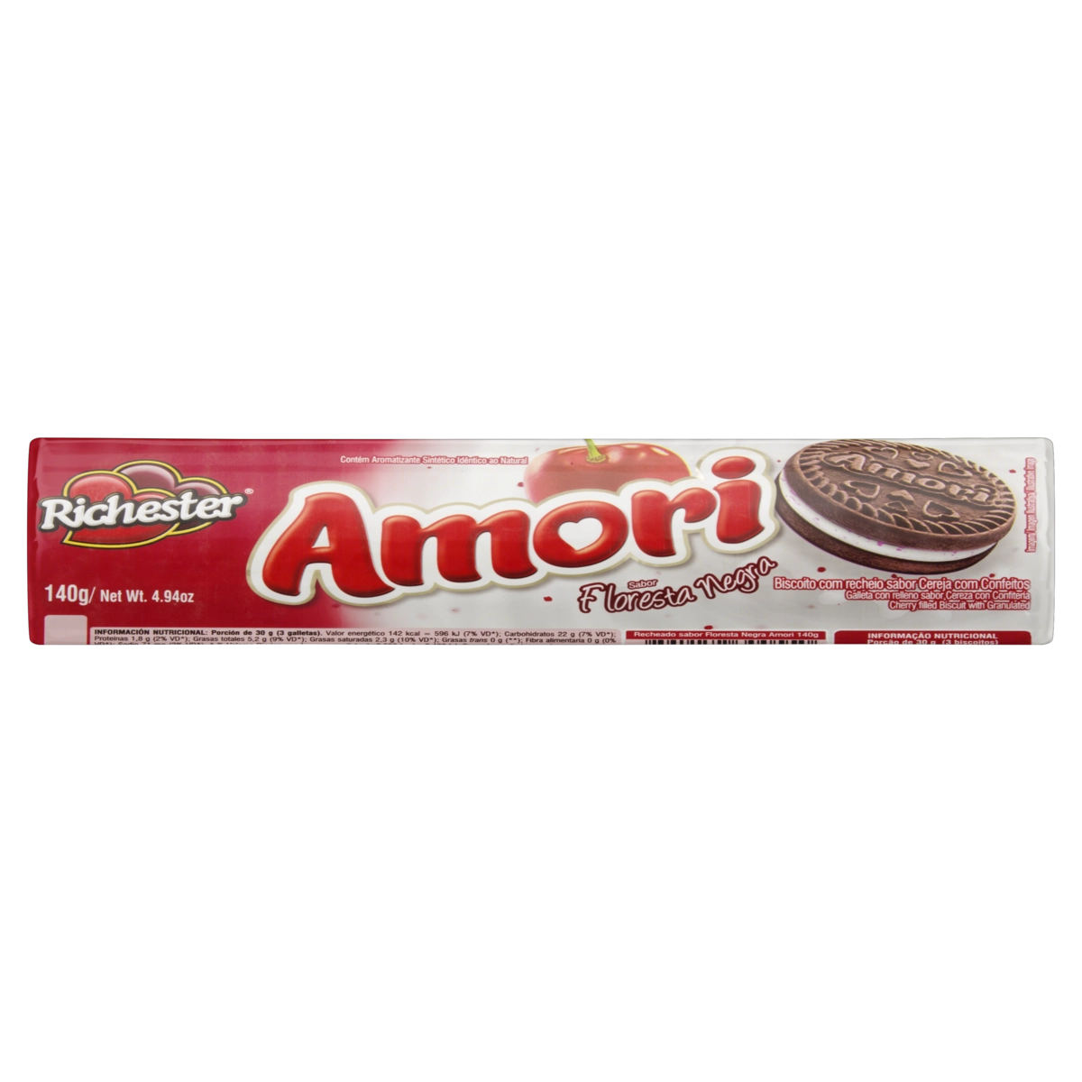 Biscoito Recheio Floresta Negra Richester Amori Pacote 140g