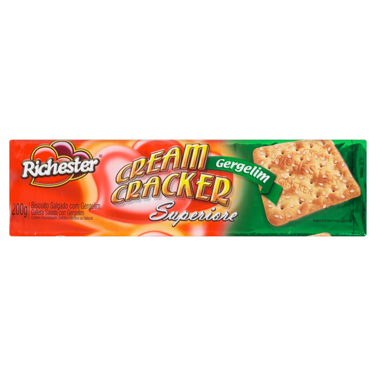 Biscoito Cream Cracker Com Gergelim Richester Superiore Pacote 200g
