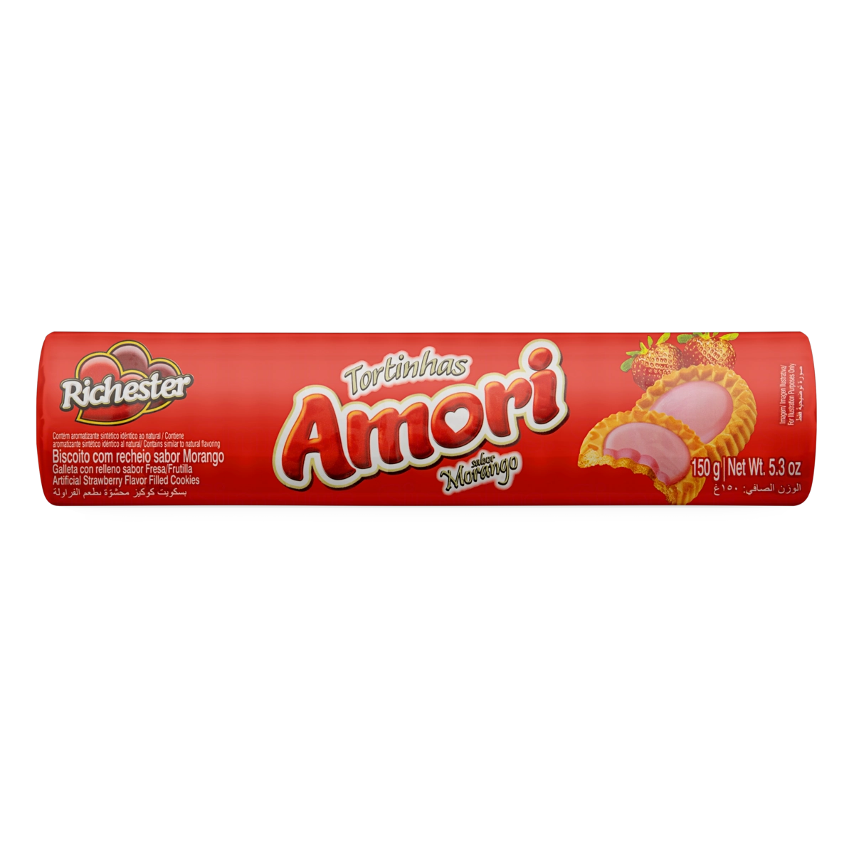 Biscoito Recheio Morango Richester Amori Tortinhas Pacote 150g