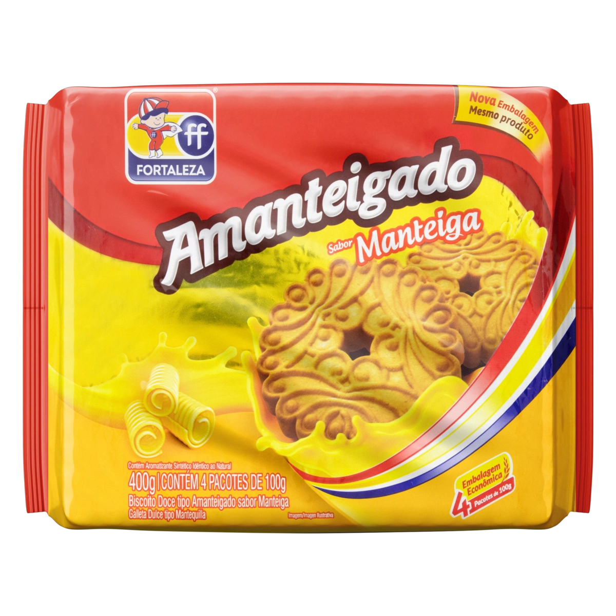 Biscoito Amanteigado Manteiga Fortaleza Pacote 400g Embalagem Econômica