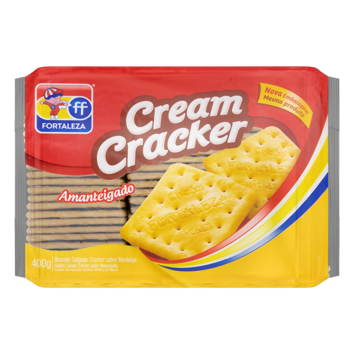 Biscoito Cream Cracker Amanteigado Fortaleza Pacote 400g