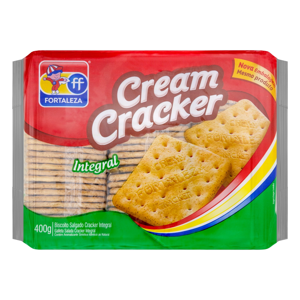 Biscoito Cream Cracker Integral Fortaleza Pacote 400g