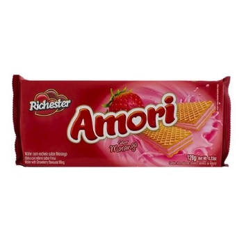 Biscoito Wafer Recheio Morango Richester Amori Pacote 100g