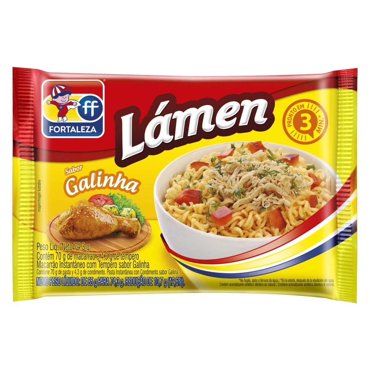 Macarrão Instantâneo Lámen Galinha Fortaleza Pacote 74,3g