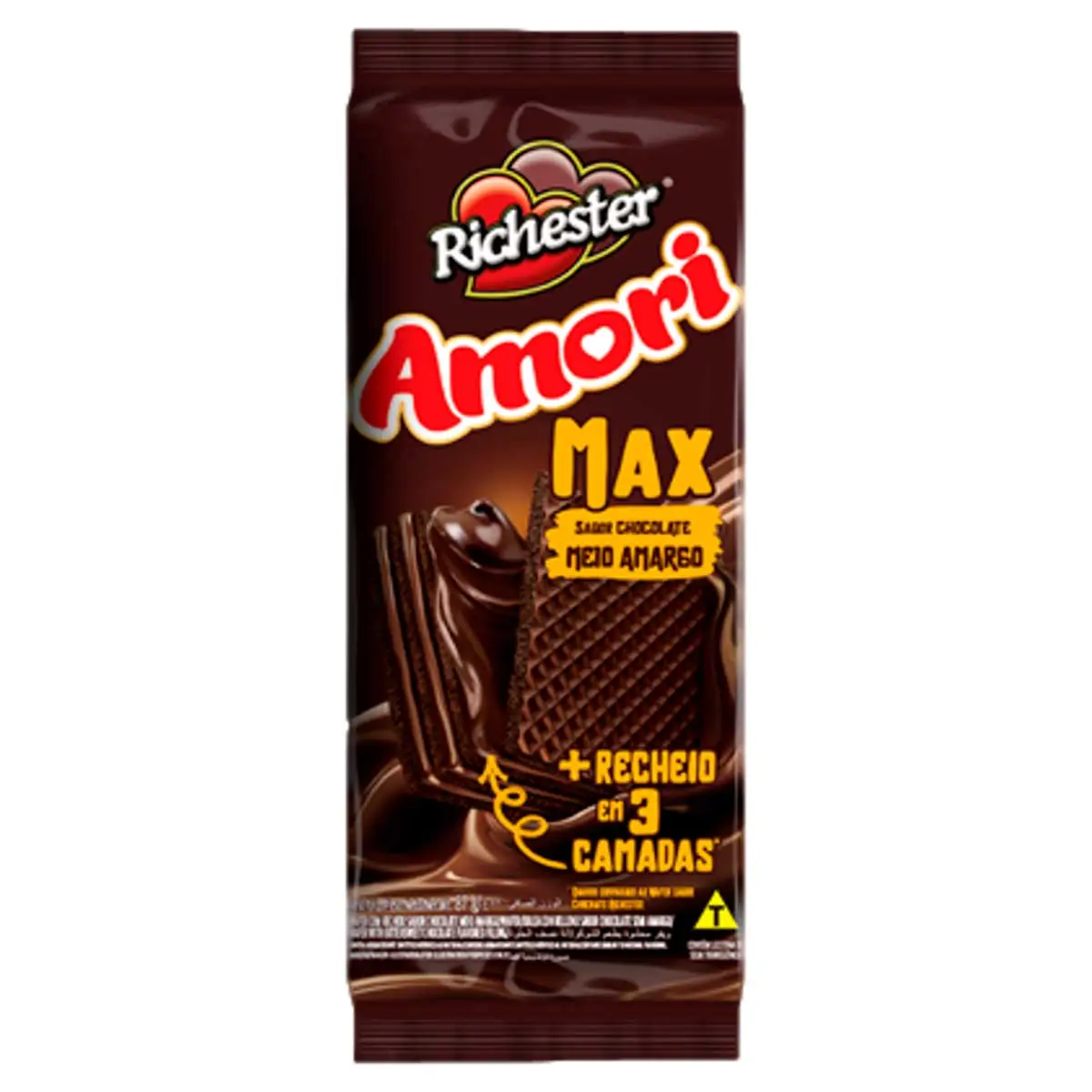 Wafer Recheado Sabor Meio Amargo Richester Amori Max 87g