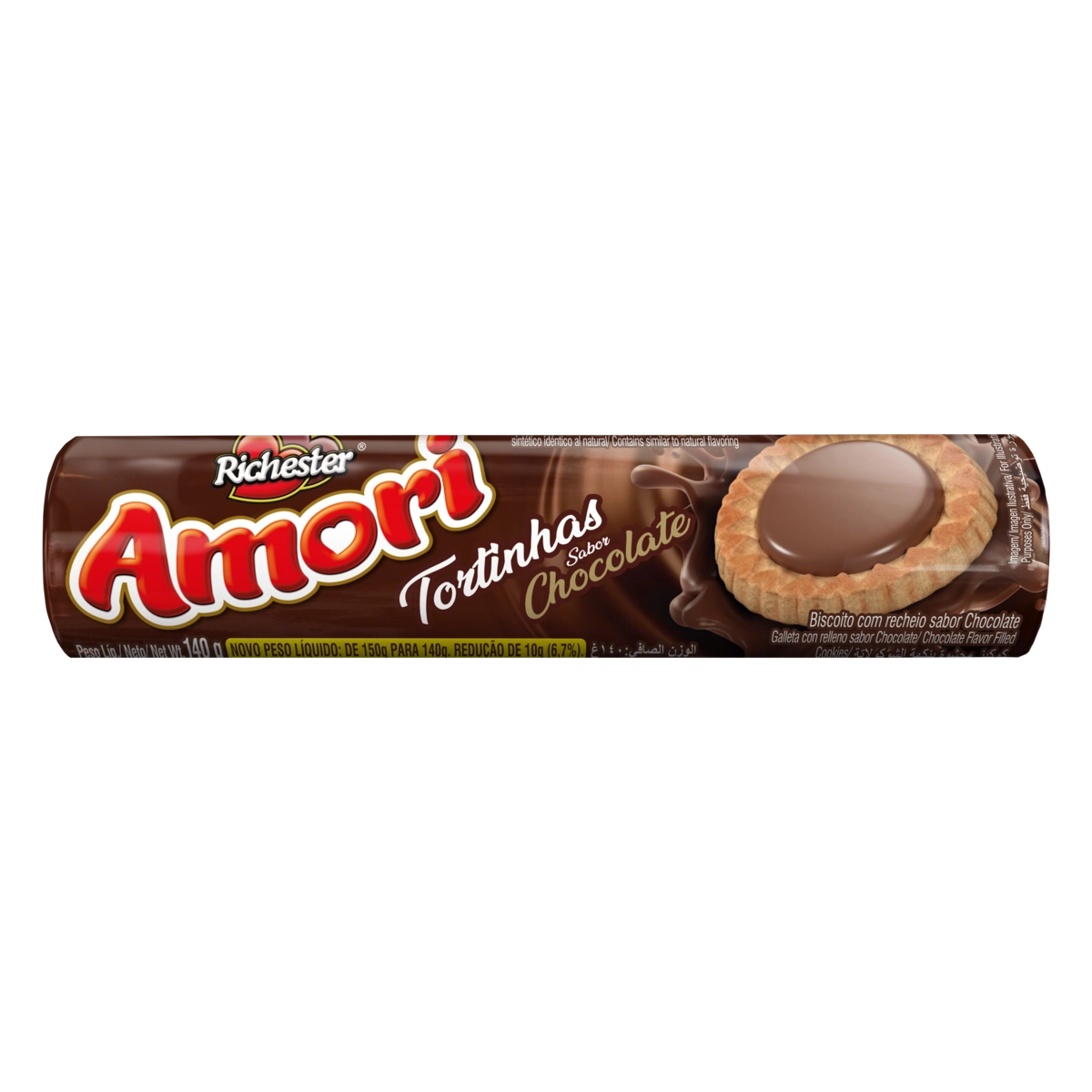Biscoito Recheio Chocolate Richester Amori Tortinhas Pacote 140g