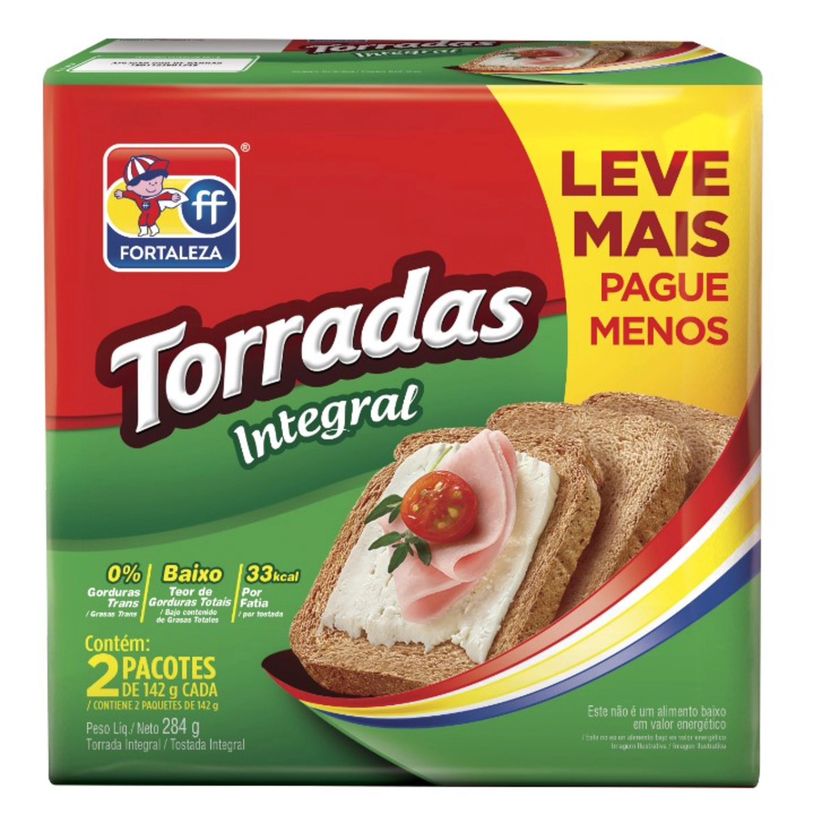 Torrada Integral Fortaleza Pacote 284g 2 Unidades Leve Mais Pague Menos