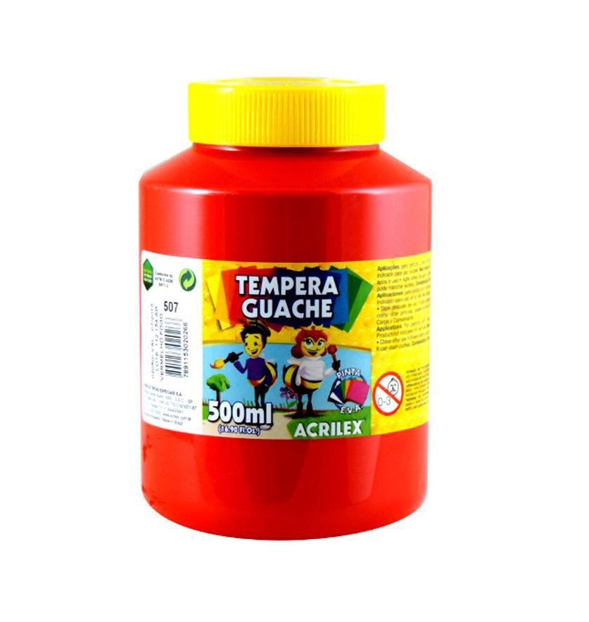 Tinta Acrilex Guache 500ml Vermelho Vivo