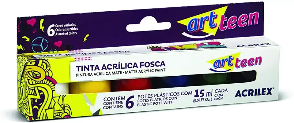 Estojo Tinta Acrílica Fosca Artesanato Com 6 Cores