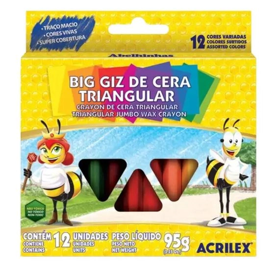 Giz Cera Acrilex C/12 Triangular Rf9312