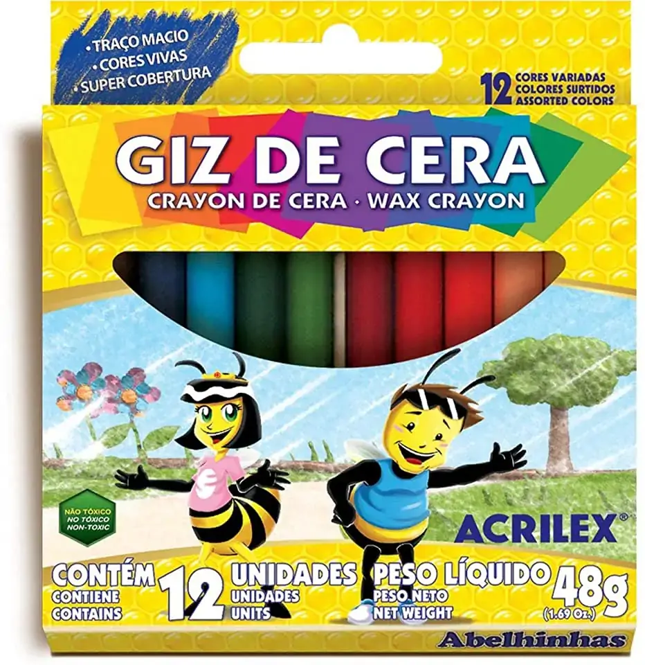 Giz De Cera Acrilex Cx C/12 Cores Unidade 901