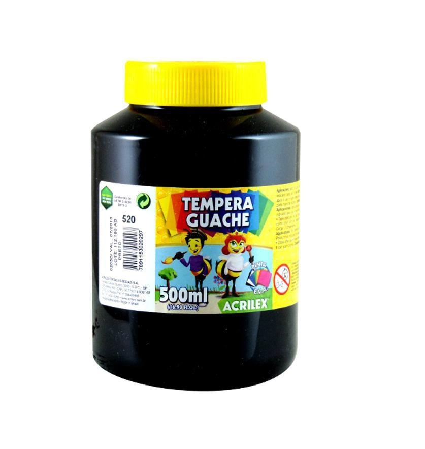 Guache Tempera 500ml Preto Acrilex