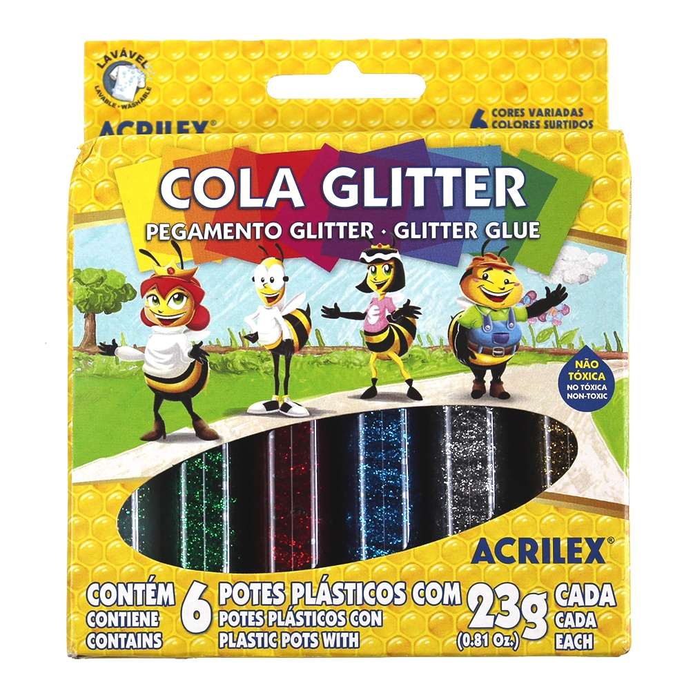 Acrilex Cola Glitter Artística 6 Unidades