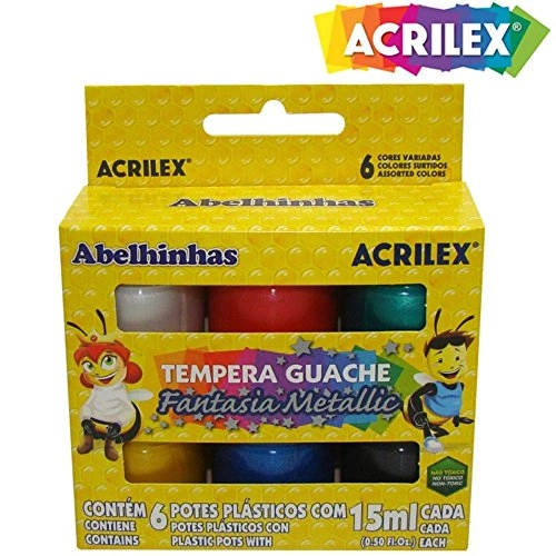 TEMPERA GUACHE METALICA 6 CORES 15ML ACRILEX