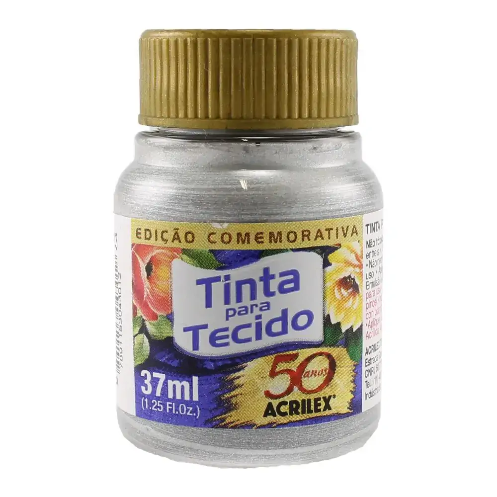 Tinta Para Tecido Metalica Prata Acrilex