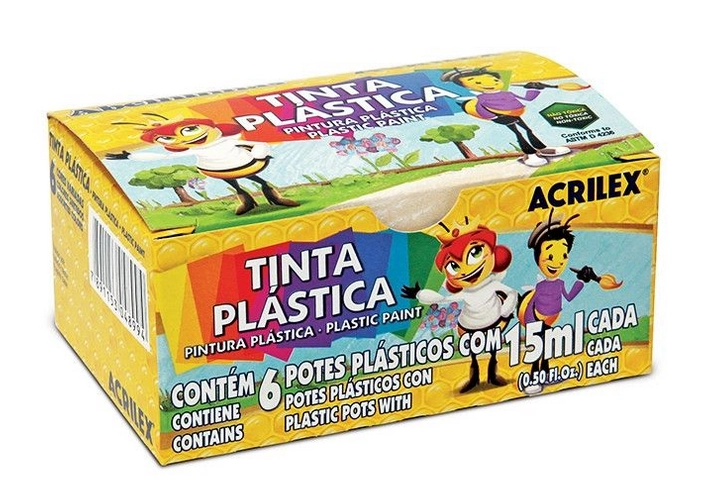 Tinta Plastica 15ml Estojo C 6 Cores