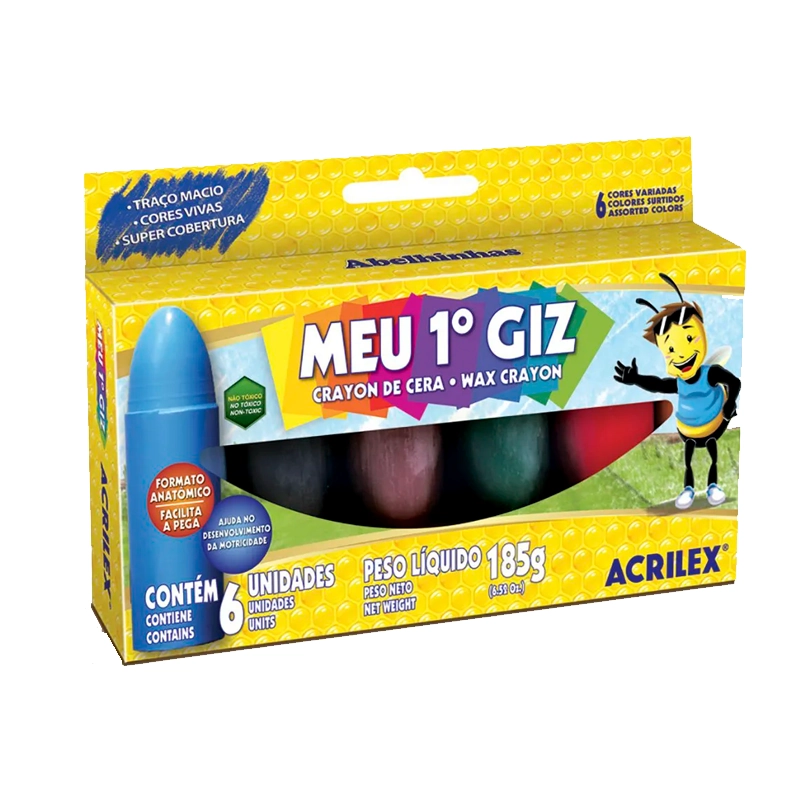Gizão De Cera Acrilex Infantil 6 Cores