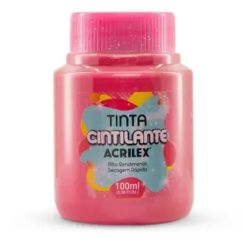 Tinta Cintilante 100ml Rosa Escuro Acrilex
