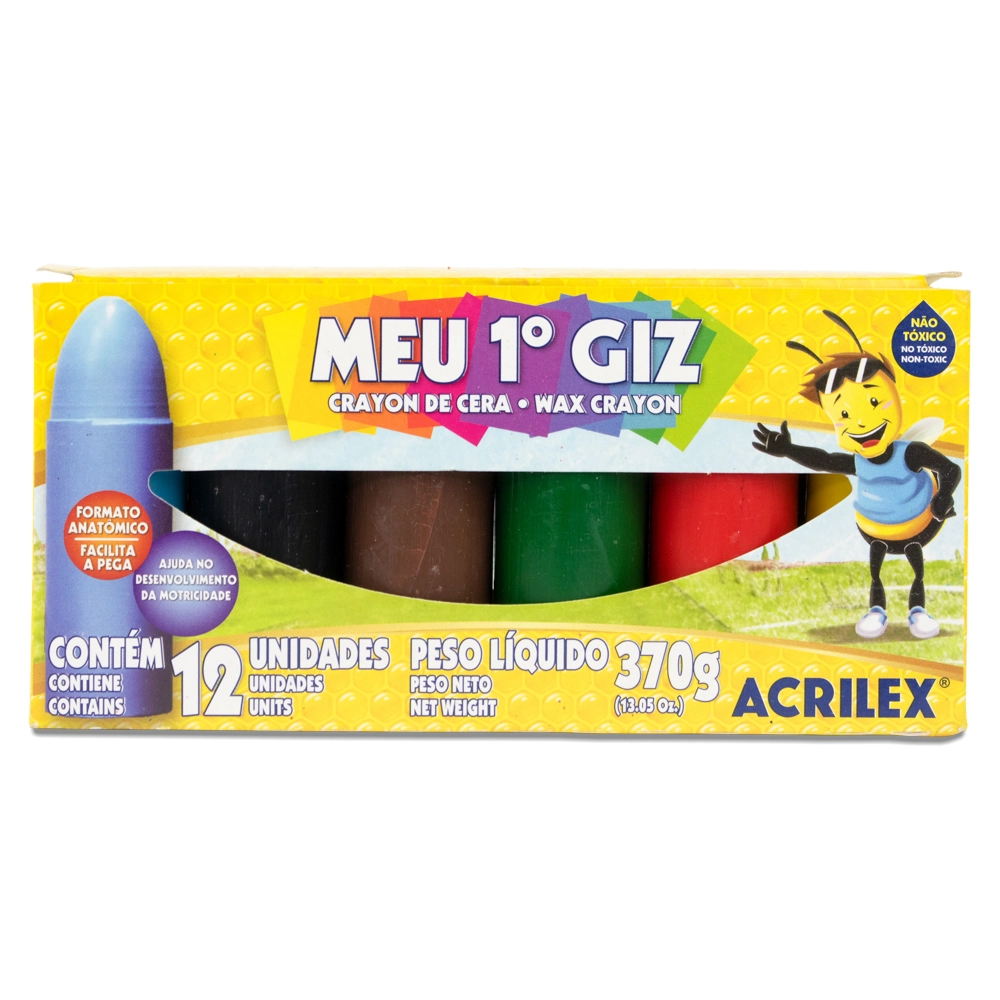 Lapis De Cera Gizao 12 Cores Meu 1 Giz Acrilex