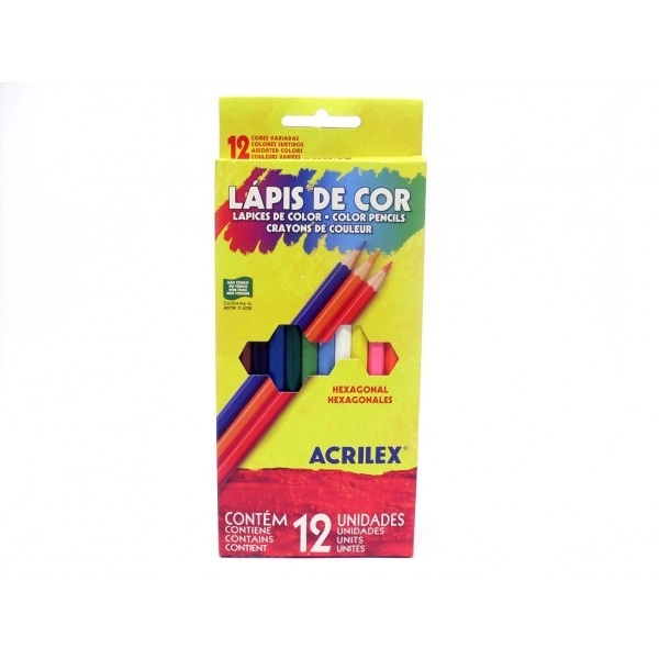 Lápis De Cor Acrilex Hexagonal 12 Cores