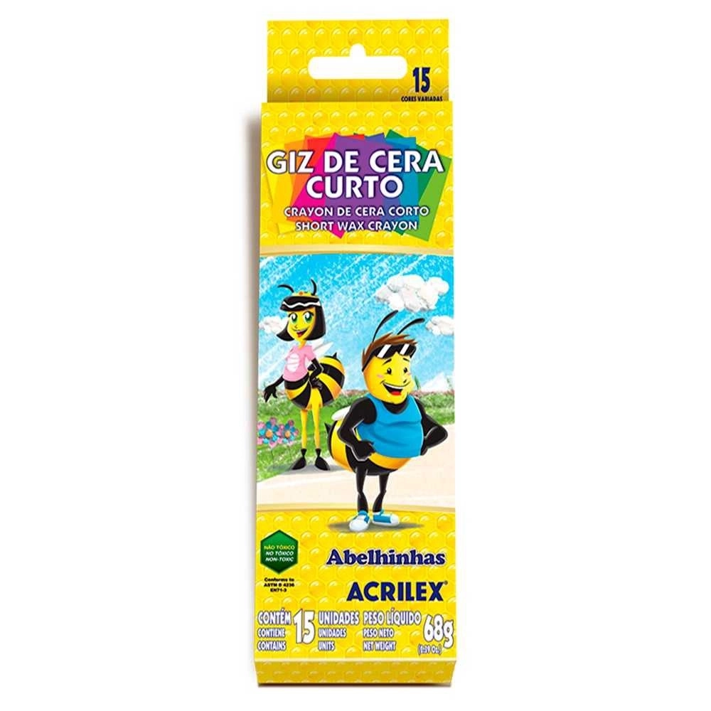 GIZ DE CERA CURTO 15 CORES ACRILEX