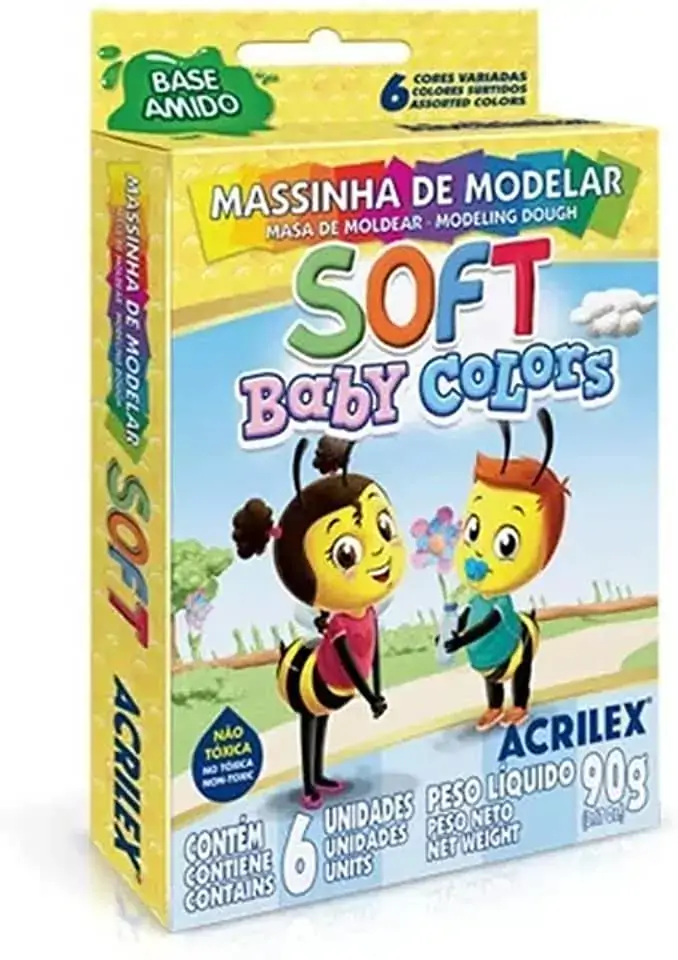 Massa Modelar Soft Acrilex 90g C/ 6 Baby Colors 7370