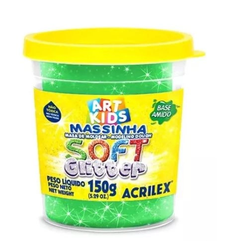 Massa Modelar Amido 150g Acrilex Soft Glitter Verde