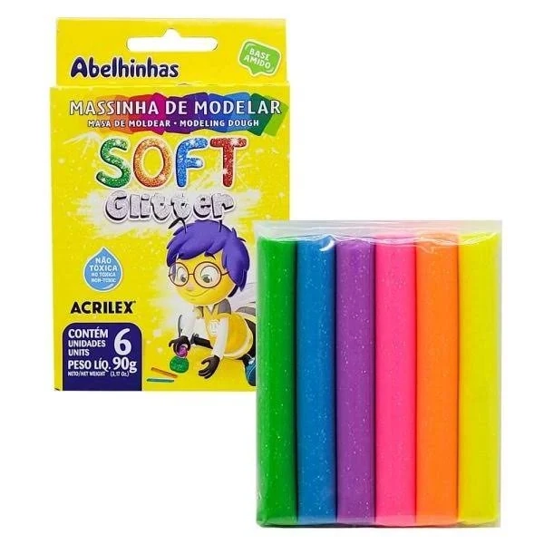 Massa Model Acrilex Soft 90g Glitter