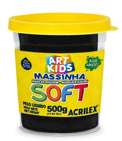 Massinha Modelar Soft Preto 500g 073500520 Acrilex