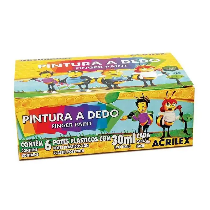 TEMPERA GUACHE PINTURA A DEDO 6 CORES 30ML ACRILEX