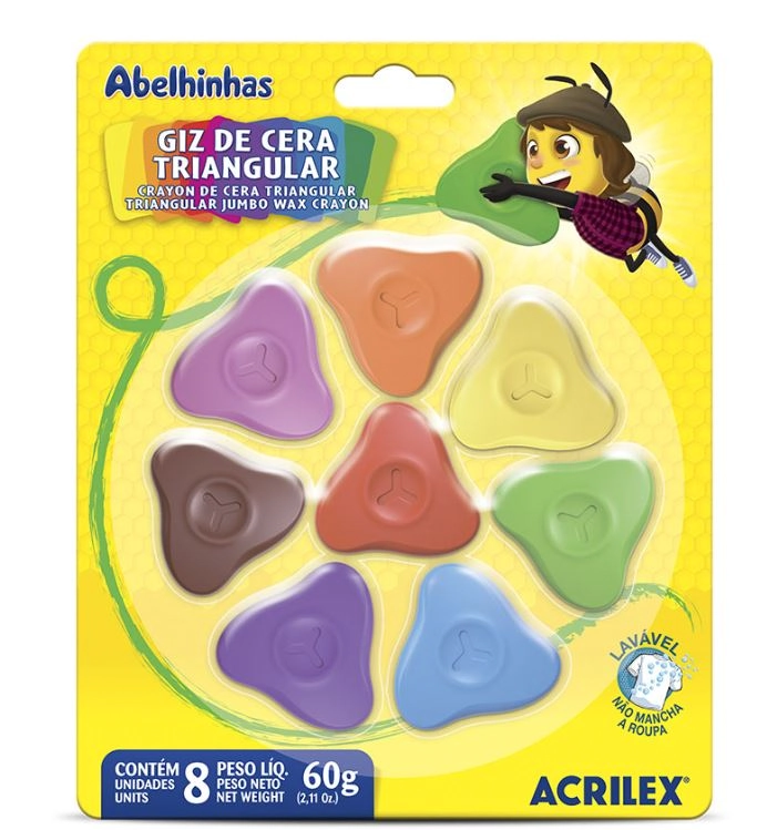 Giz De Cera Triangular 8 Cores Acrilex