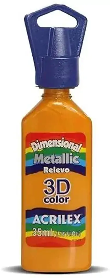 Tinta Relevo Metalica Amarela 35 Acrilex