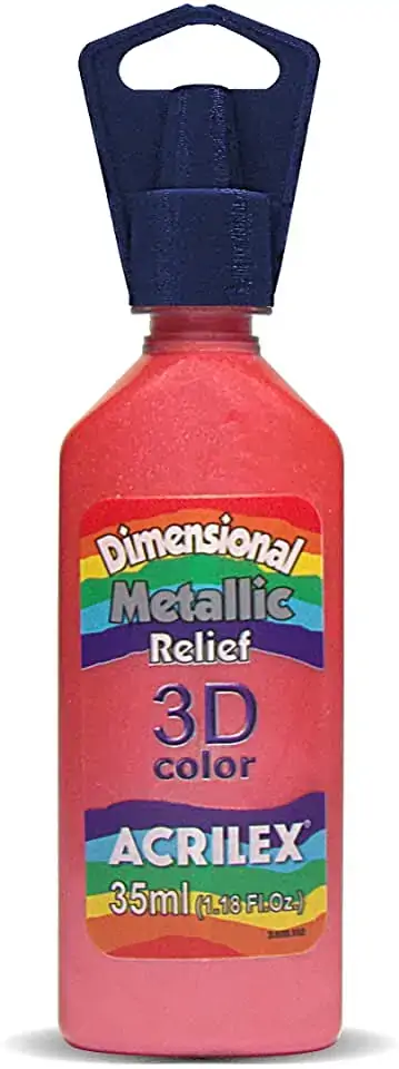 Tinta Relevo Metalica Vermelho 3 Acrilex