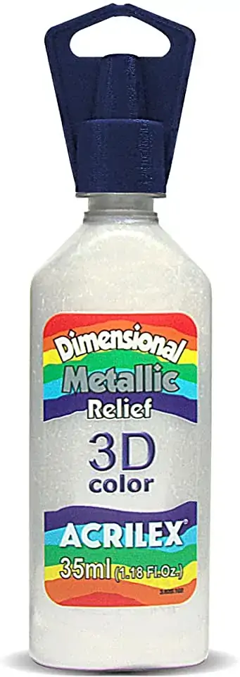 Tinta Relevo Metalica Branco Mel Acrilex
