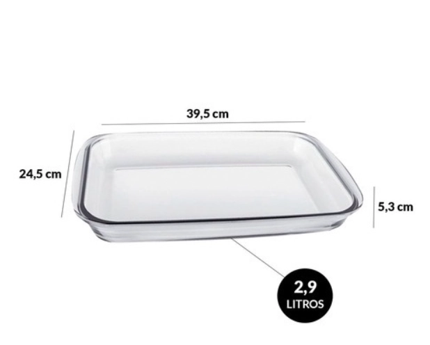 Assadeira Retangular Marinex Com Tampa Plástica 2,9 Litros