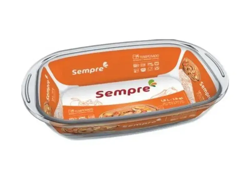 Assadeira Retangular Forno Lasanha Vidro Temperado Nadir Figueiredo 1,8 Litros
