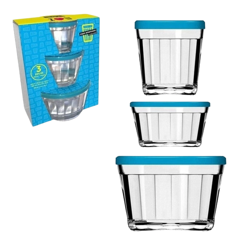 Conjunto Tigela Vidro Com Tampa Copo Americano 3 Peças