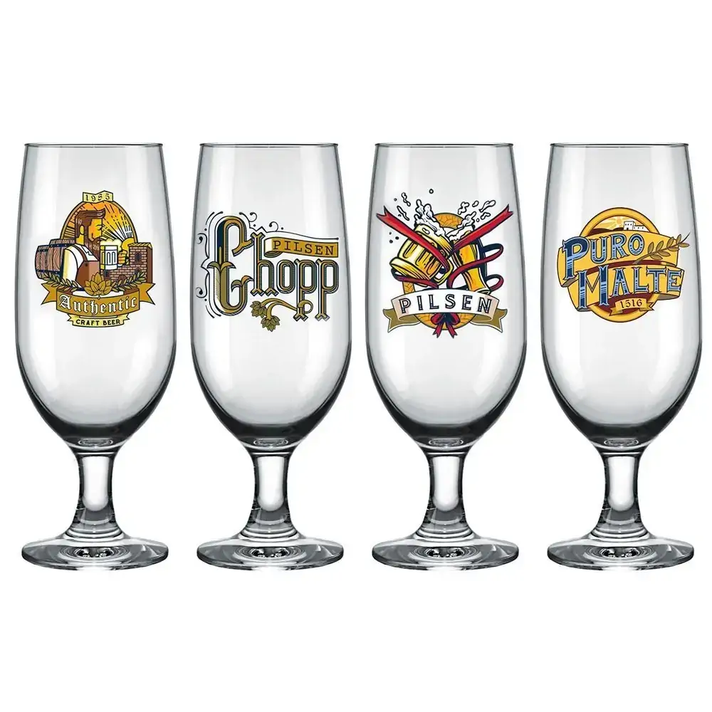 Jogo De Taças Para Cerveja Brasões Nadir 300Ml Com 4 Peças