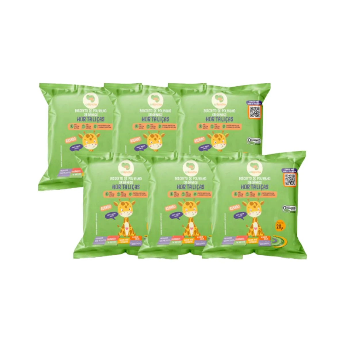 Kit 6X: Biscoito de Polvilho Hortaliças Vegano Orgânico Crilancha 20g