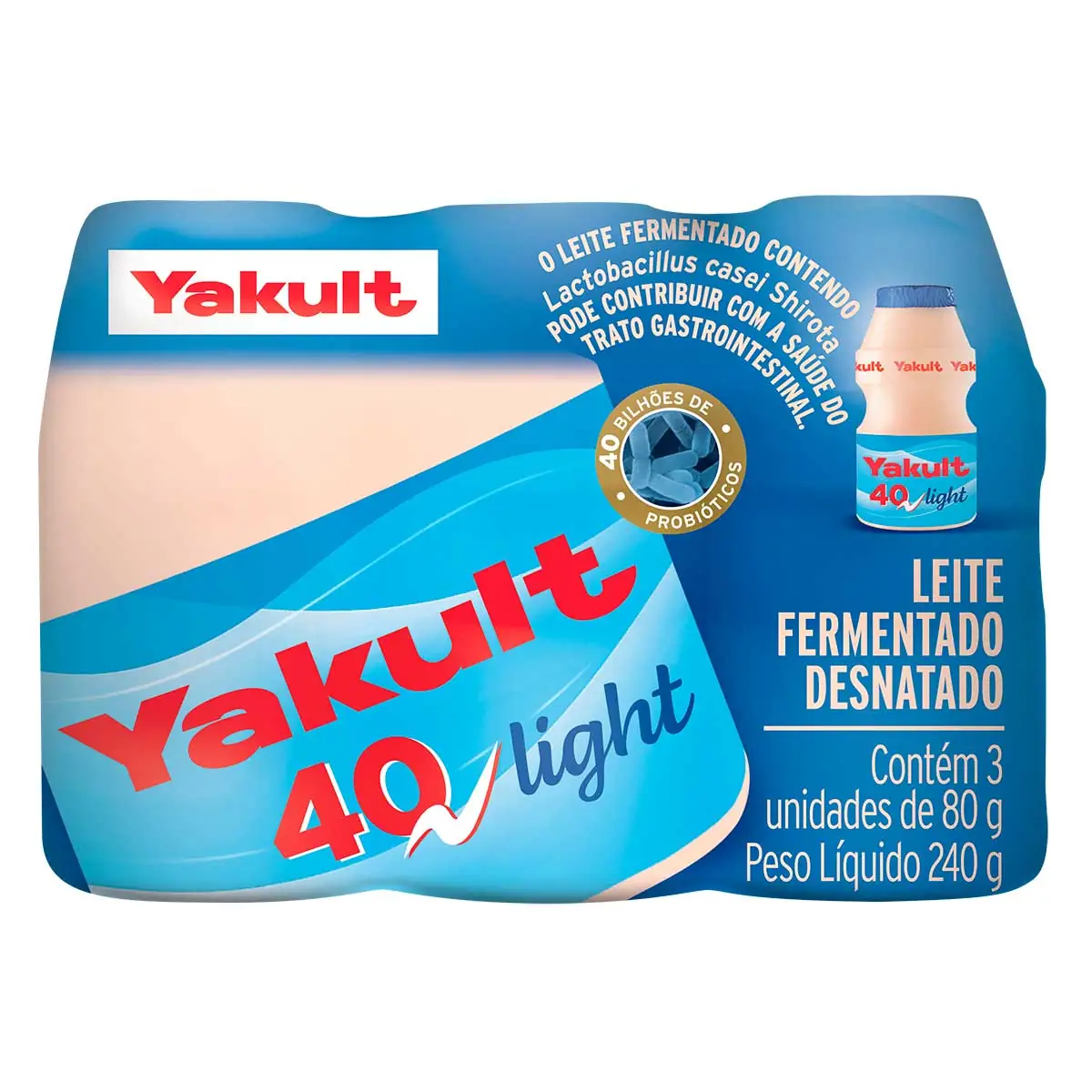 Leite Fermentado Yakult 40 light 80g 3 Unidades