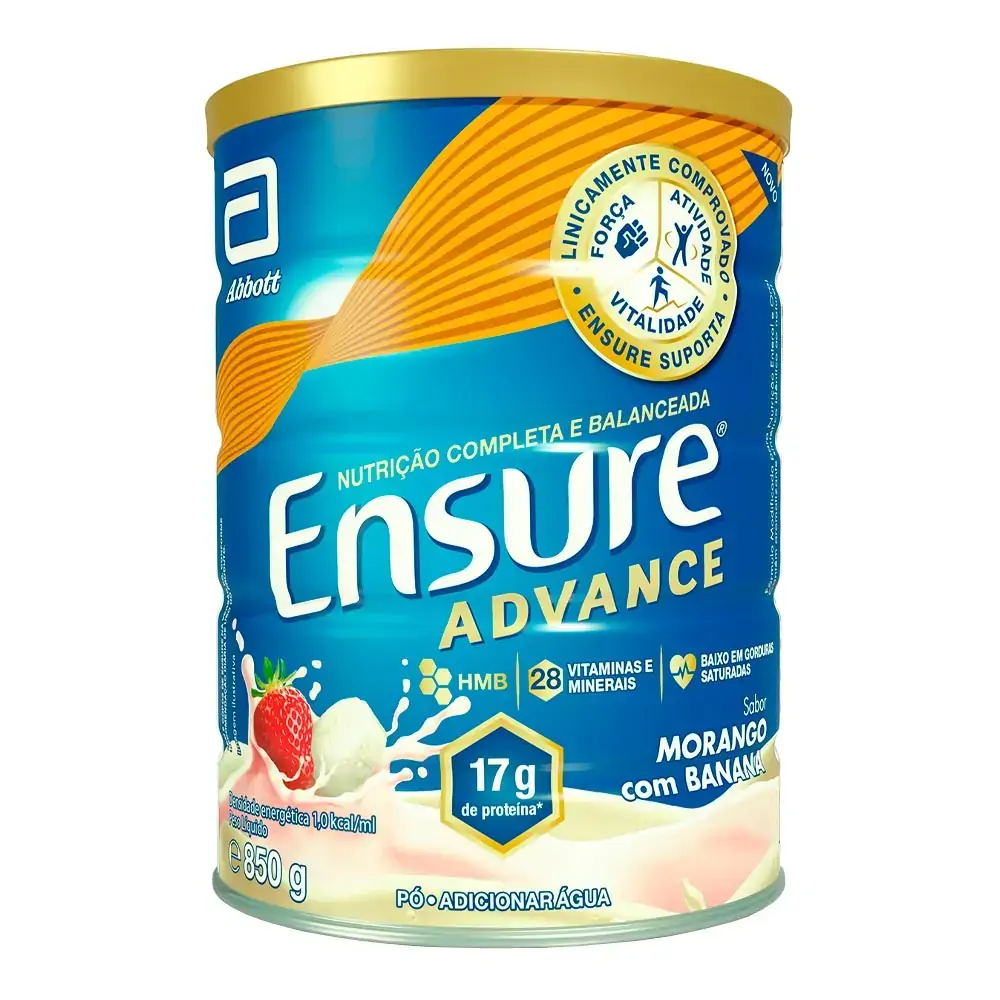 Complemento Alimentar Ensure Advance Morango e Banana 850g